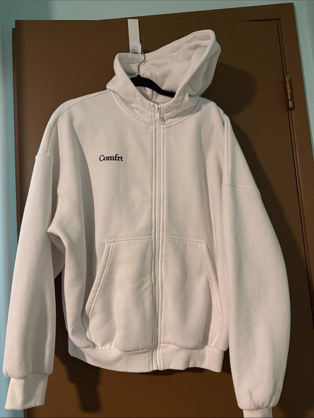 White Comfrt Full-Zip Hoodie Jacket